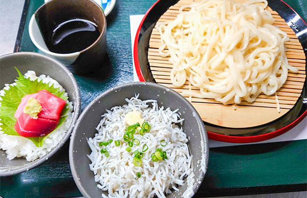 ざるうどんとミニ鮪丼又はミニしらす丼セット